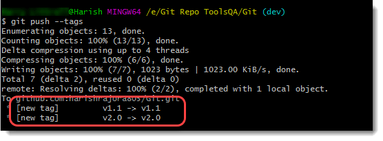 git delete tag - View All git tags
