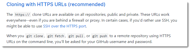 SSH protocol recommended for Git