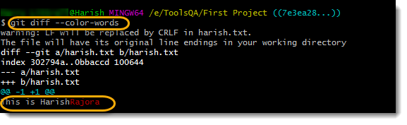 Git Difference Color Words Option