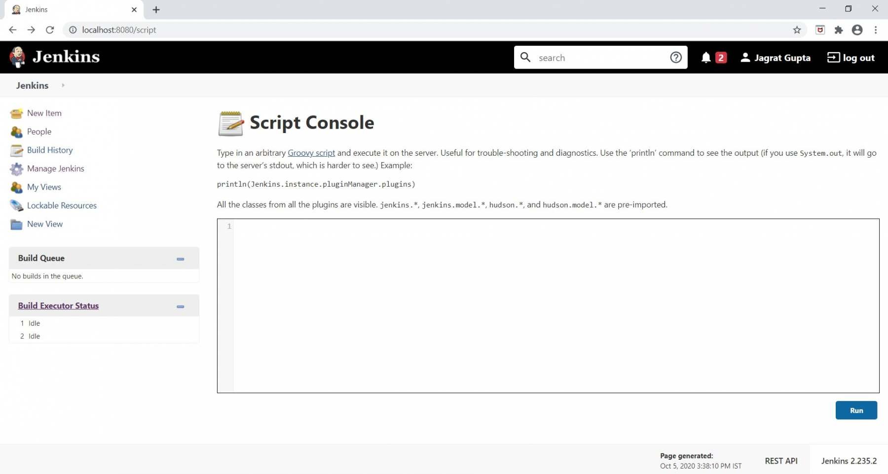 Script Console section