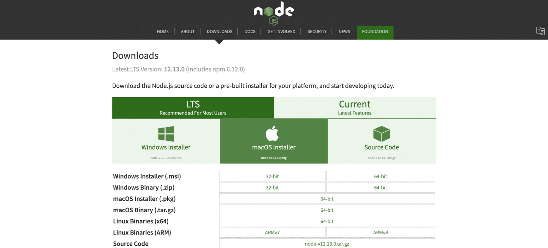 Install Node - Node JS Installer of Mac Machine