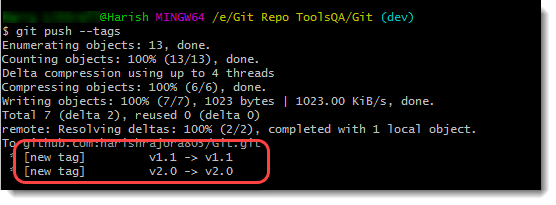 git delete tag - View All git tags