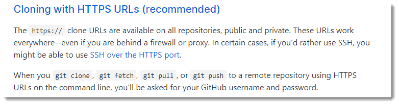 SSH protocol recommended for Git