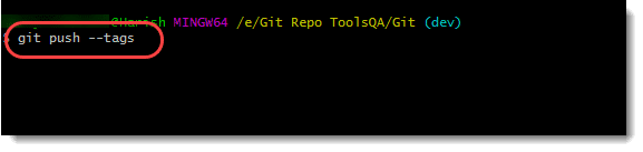 Command to push the git tags into the remote repository