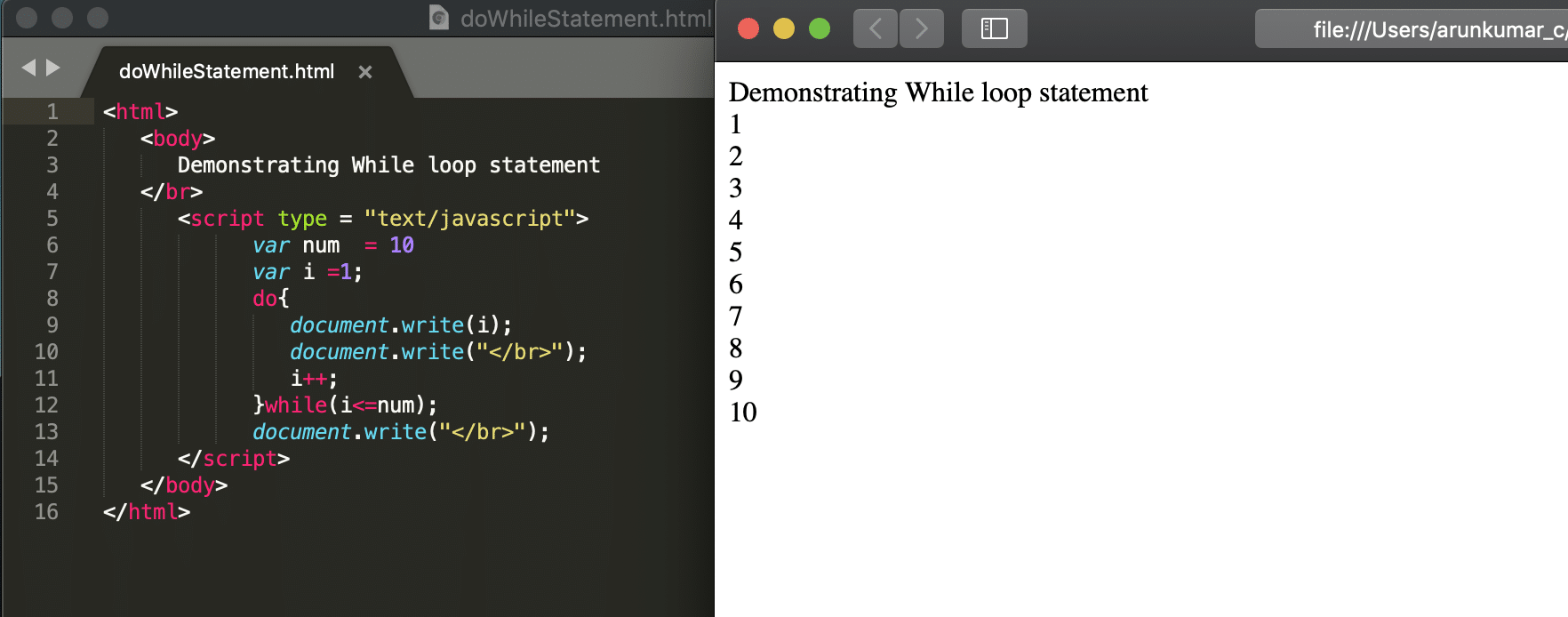  do-While loop in JS example