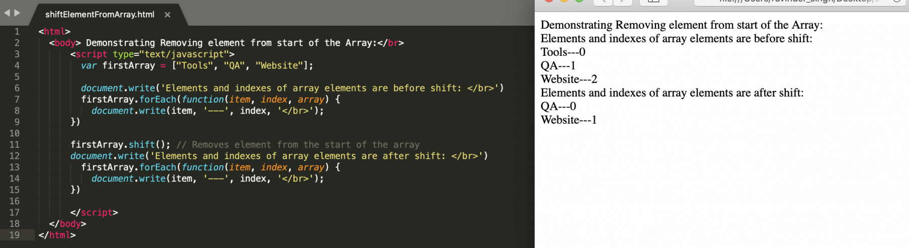 Removing elements from Start of the Array