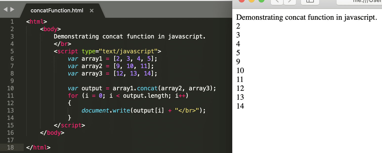 JavaScript Array Methods - Concat Function