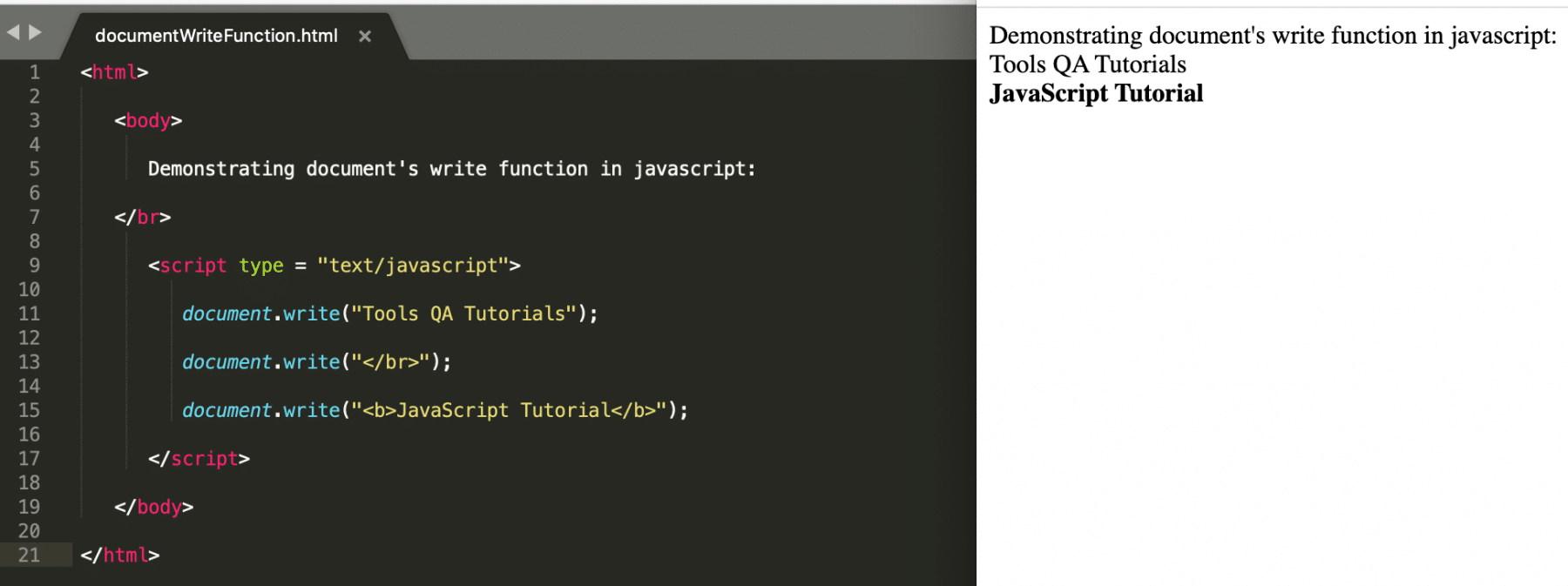 document write function