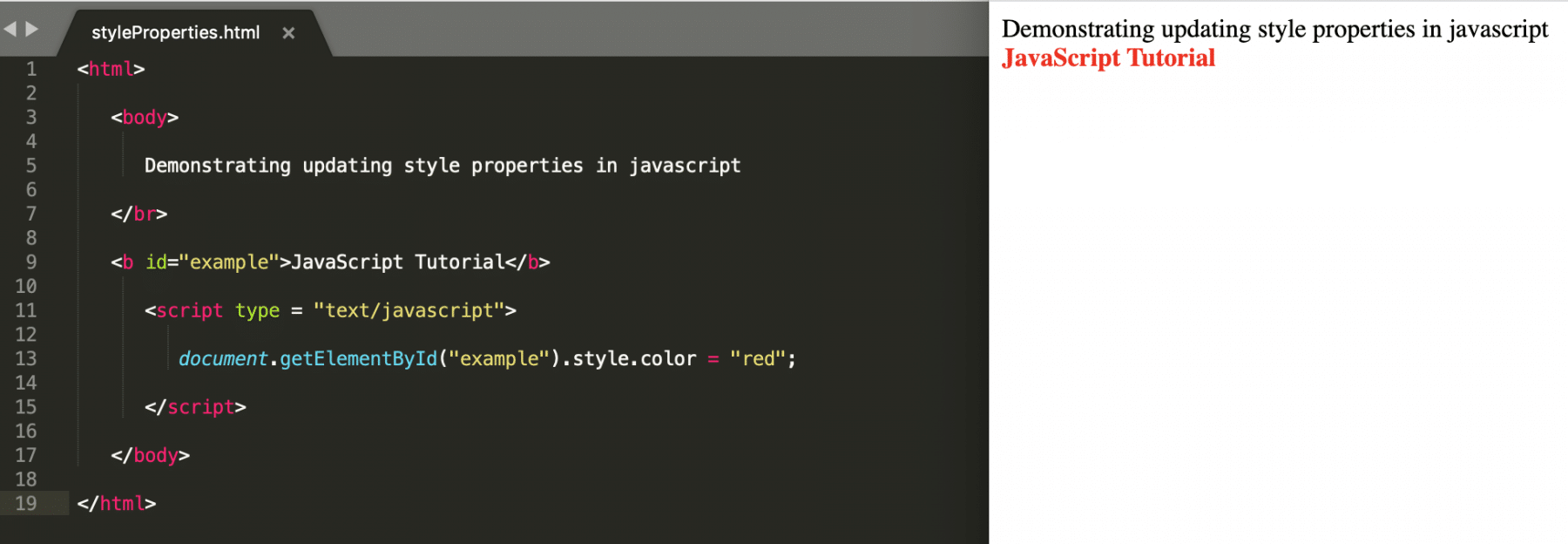 style properties in javaScript