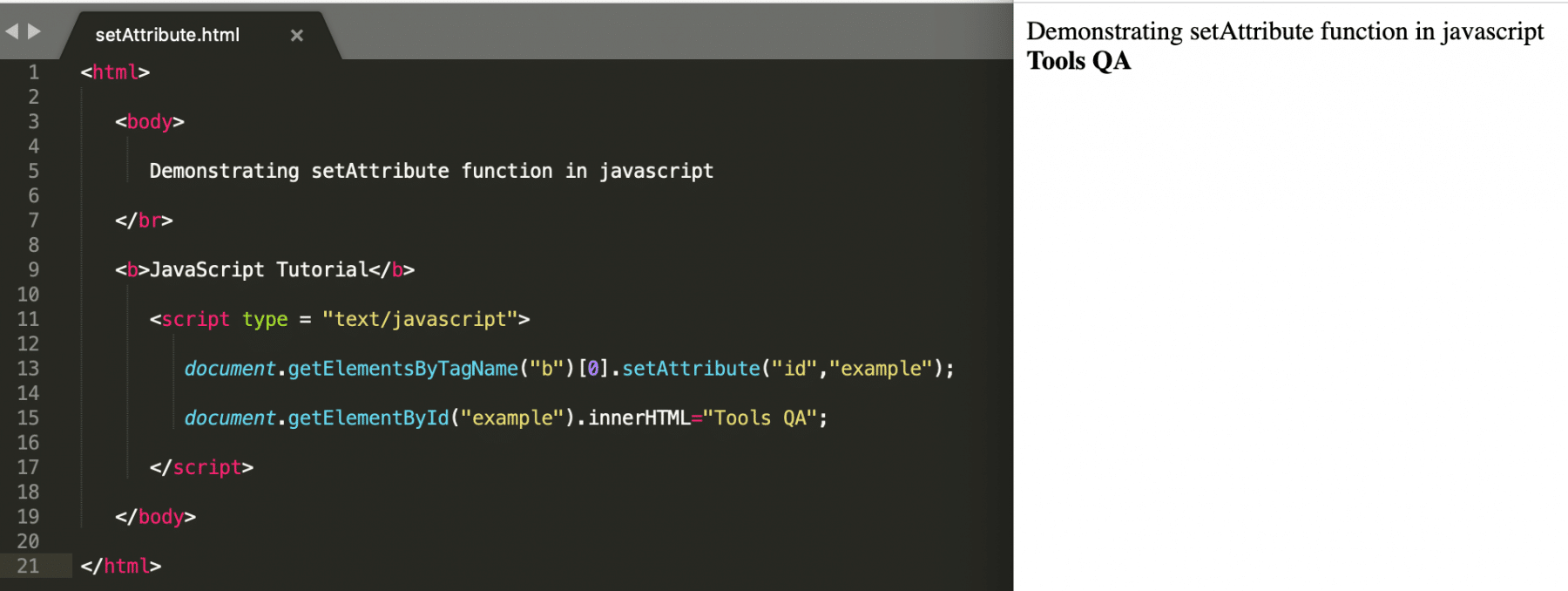 setAttribute function in JavaScript