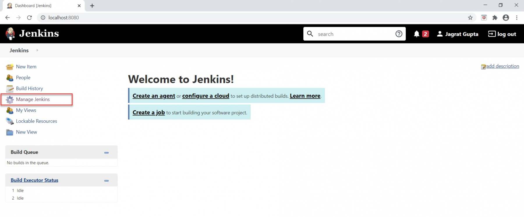 Jenkins Dashboard - Manage Jenkins