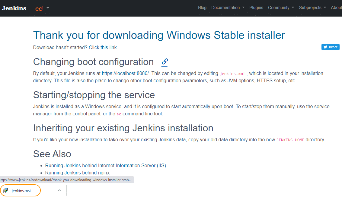 msi installer for Jenkins