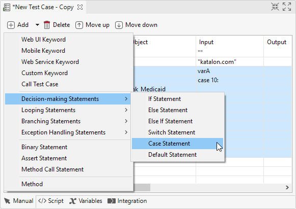 navigate to Decision-making Statements from command toolbar