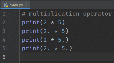 Python Arithmetic Operators - Multiplication Ooperator
