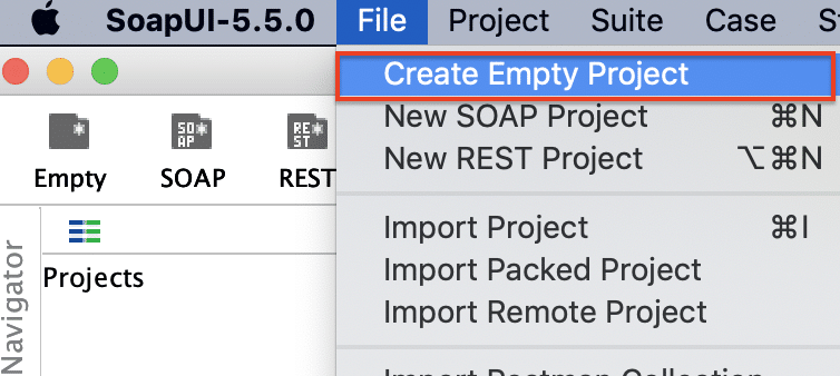 New Empty Project in SoapUI ----