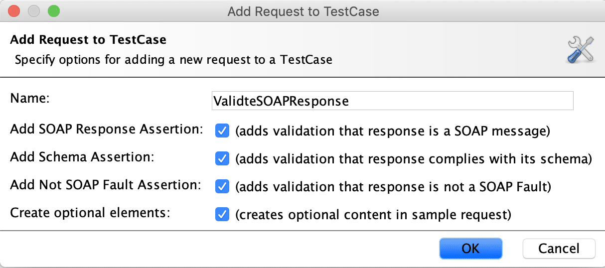 Default assertions while adding SOAP Test Step in SoapUI