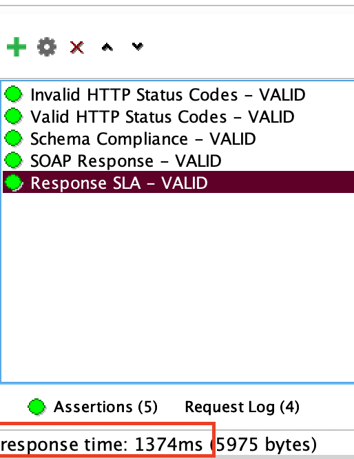 SLA Assertion response view in SoapUI