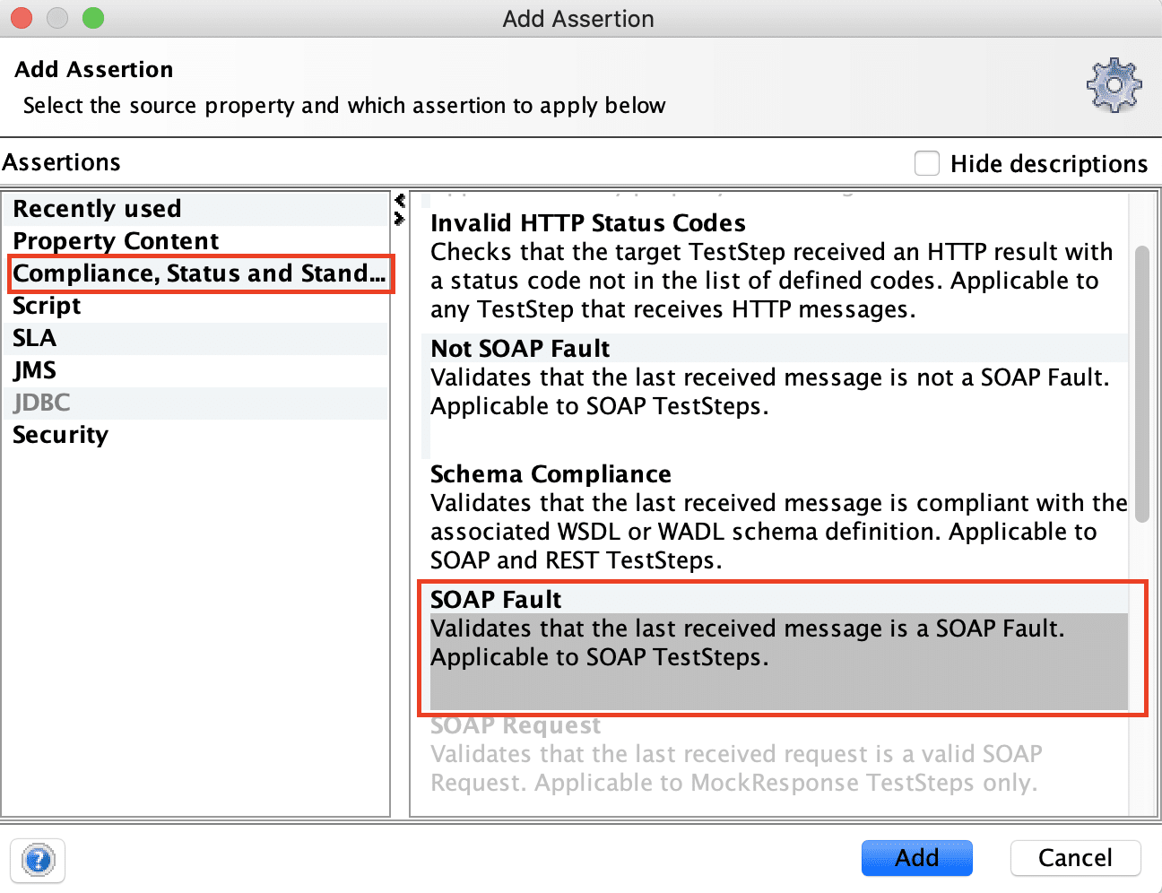 Add SOAP Fault Assertion in SoapUI