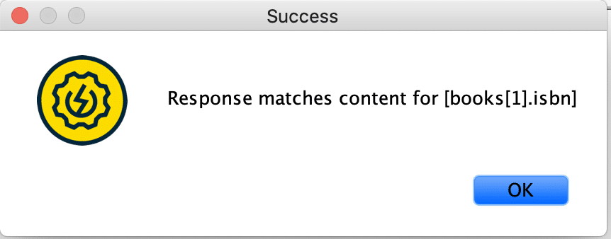 Success response for the JSONPath Existence Match assertion in SoapUI