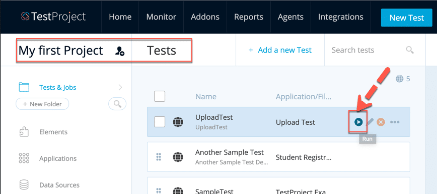 Run Test Using TestProject Docker Agent