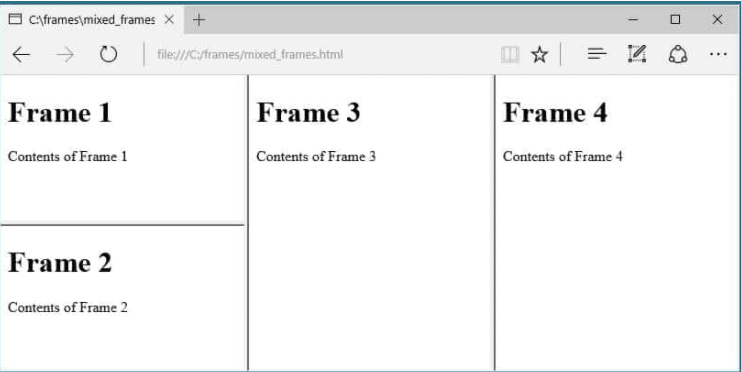 Frames on a Web Page