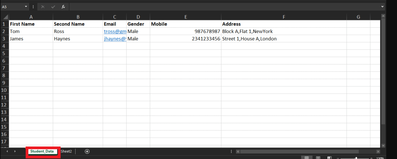 sample excel file