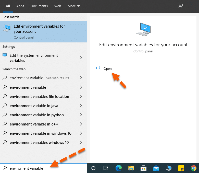 How to access Environment Variables on Windows 10