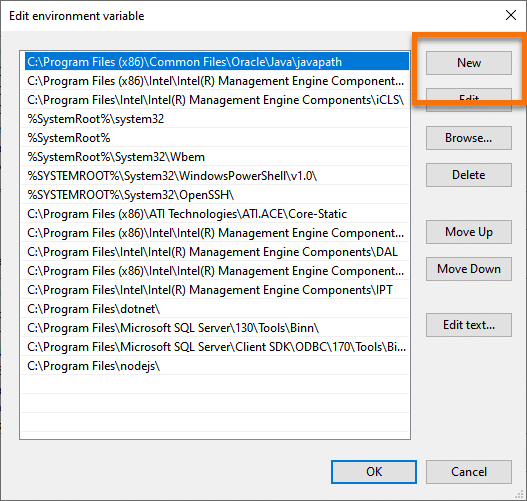 Edit Environment Variables on Windows
